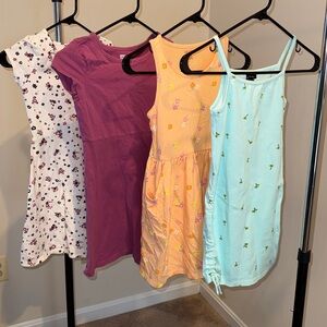 Floral Summer Kids Dress Set - White, Purple, Peach, and Aqua- Like New